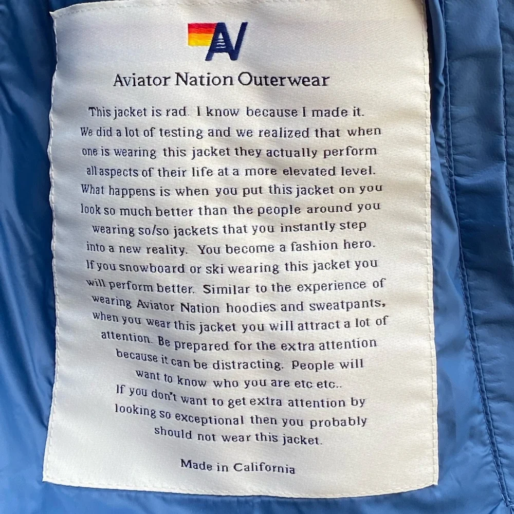 Aviator Nation 4-Stripe Cobalt Puffer Jacket - Picture 6 of 6